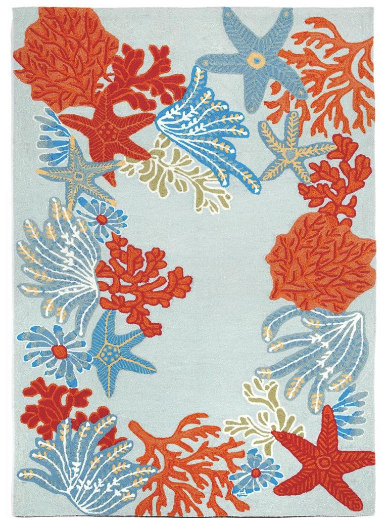 Liora Manne Ravella 2256-04 Ocean Scene Aqua Area Rug