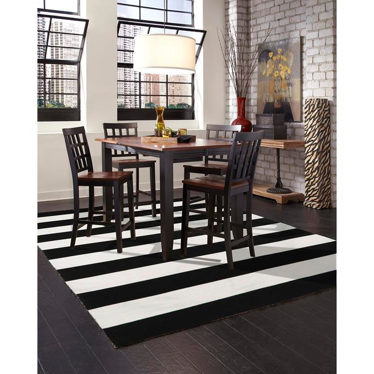 Liora Manne Sorrento 6302-48 Rugby Stripe Black Area Rug Room Scene