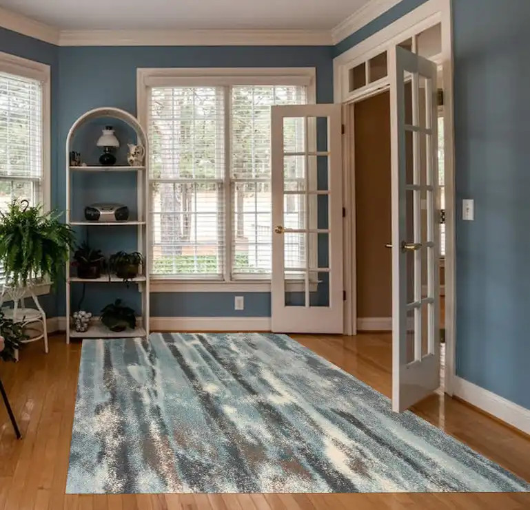 Kas Illusions 6211 Teal Moderne Area Rug Room Scene