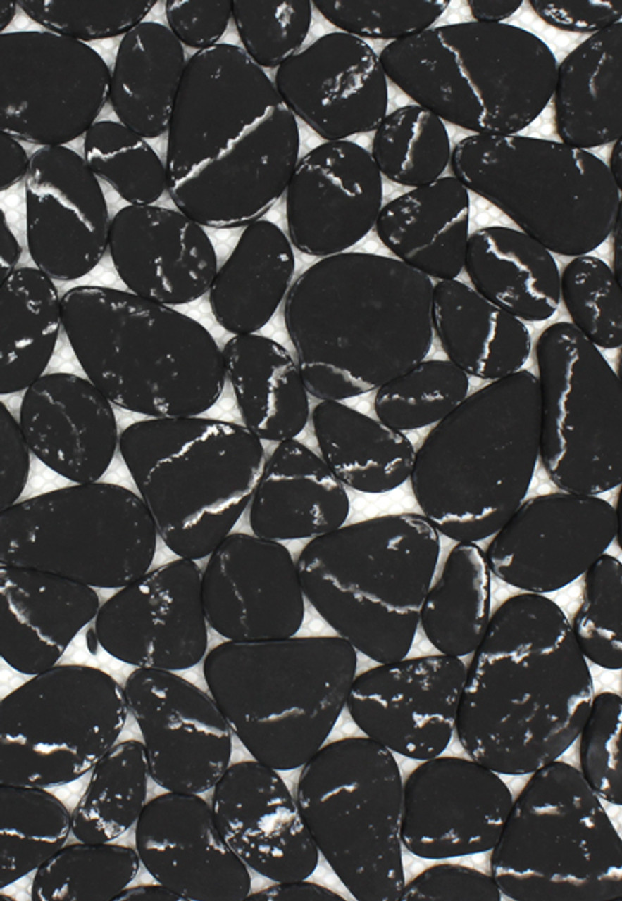 Glass Pebble Black 12" X 12" Glass Mosaic Tile