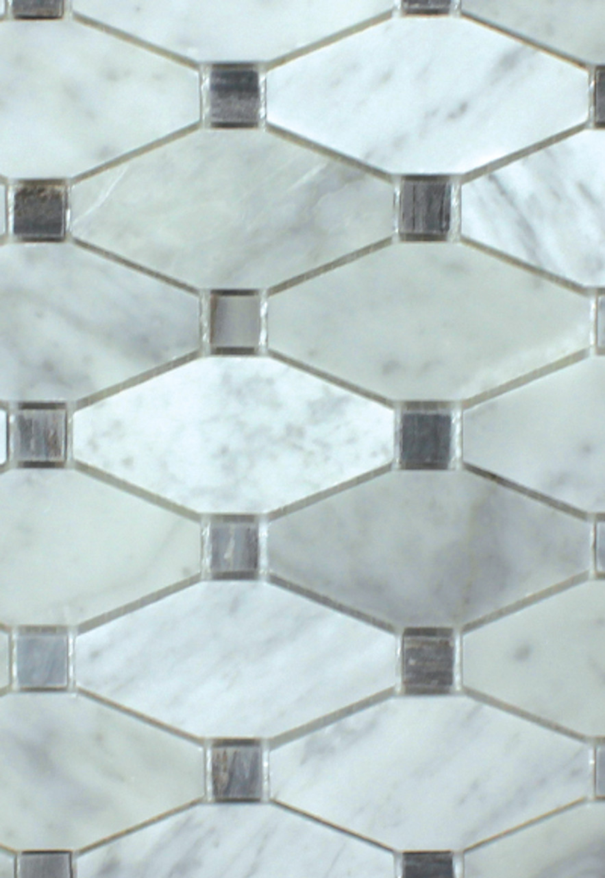 Elongated Marble Carrara 12" X 12" Stone Mosaic Tile