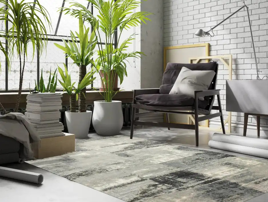 Loloi Augustus AGS-05 Denim Area Rug Room Scene