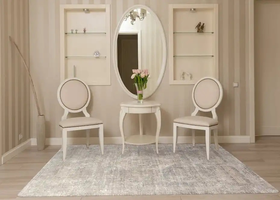 Loloi Franca FRN-01 Silver/Pebble Area Rug Room Scene