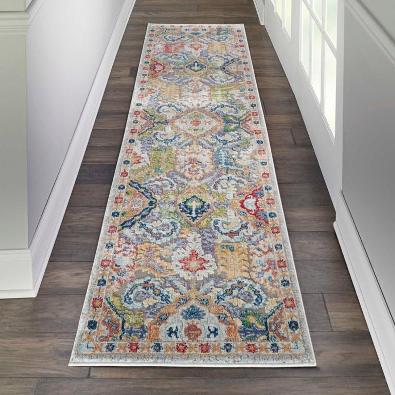 Nourison Ankara Global ANR12 Grey/Multi Runner Area Rug Room Scene