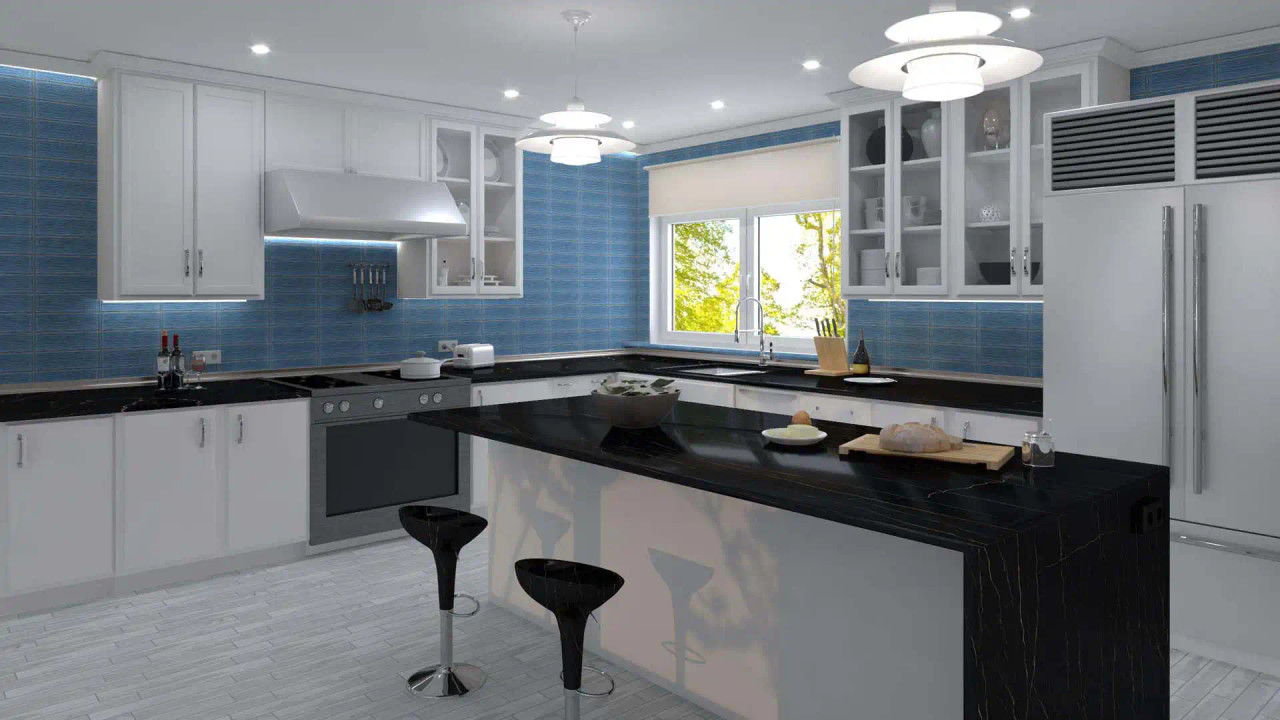 C09W Crystile Wave Blue Sea Foam Mosaic Tile Room Scene C09W Crystile Wave Blue Sea Foam Mosaic Tile Room Scene