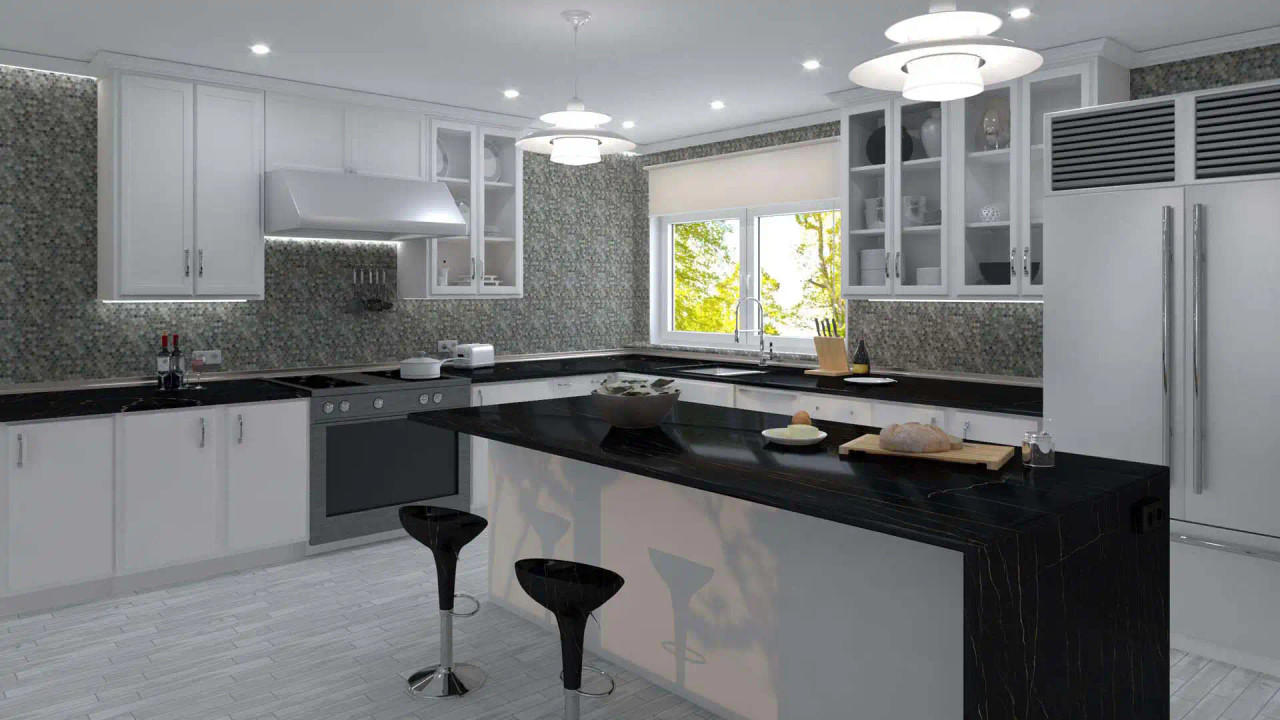 PLK65 Polka Dots Ombre Reef Mosaic Tile Room Scene