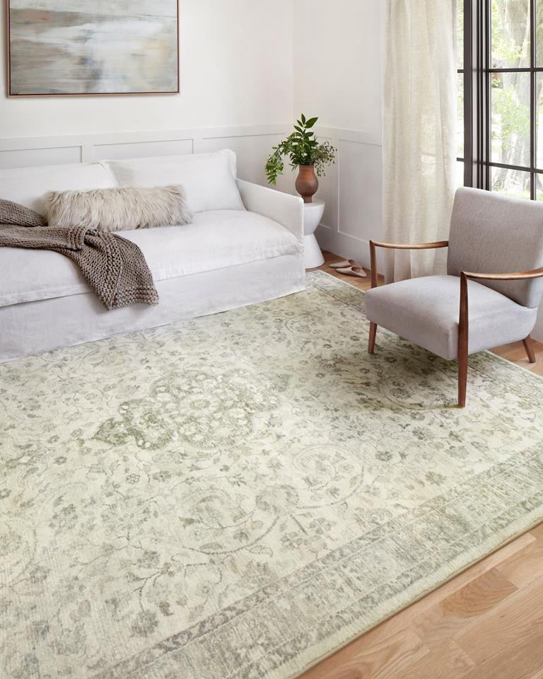 roarロアー　ボアコート2 Loloi II Rosette ROS-02 Ivory/Silver Area Rug - Carpetmart.com