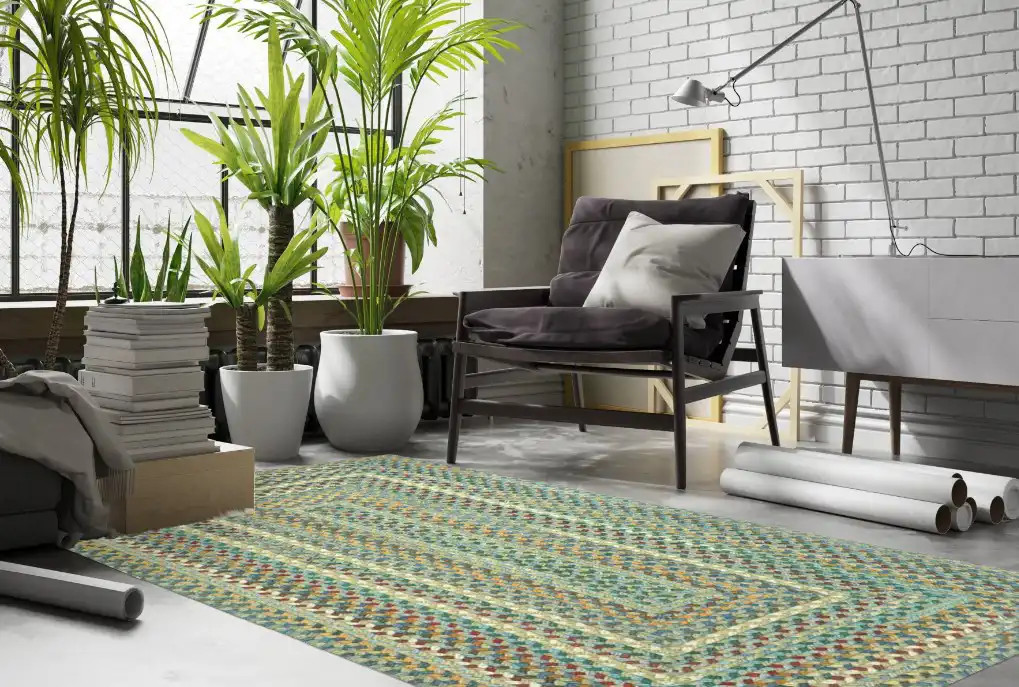 【新品】MIYOSHI RUG MR-045 BREAKFAST RUG CHECK FLOWER