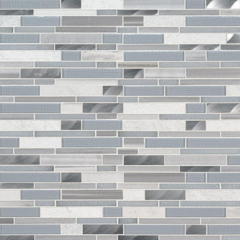 Harlow Glass Stone Metal Blend Interlocking 8MM Mosaic - Carpet