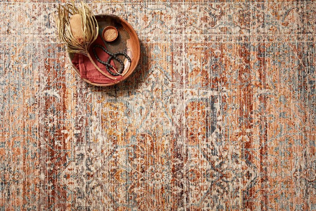 Loloi Lourdes LOU-07 Tangerine Ocean Area Rug Lifestyle Scene