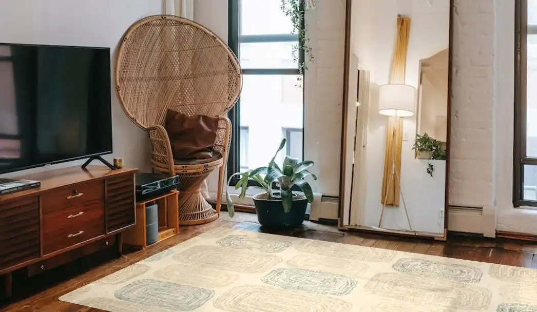 Loloi Milo MLO-01 Teal Neutral Area Rug Room Scene