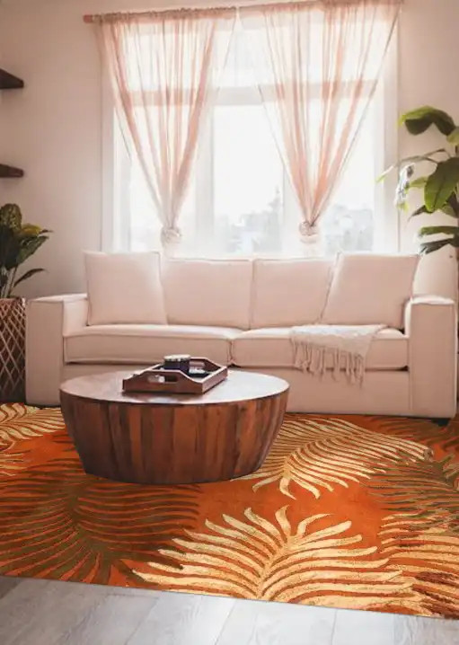 Kas Oriental Rugs Havana 2623 Rust Fern View Area Rug Room Scene