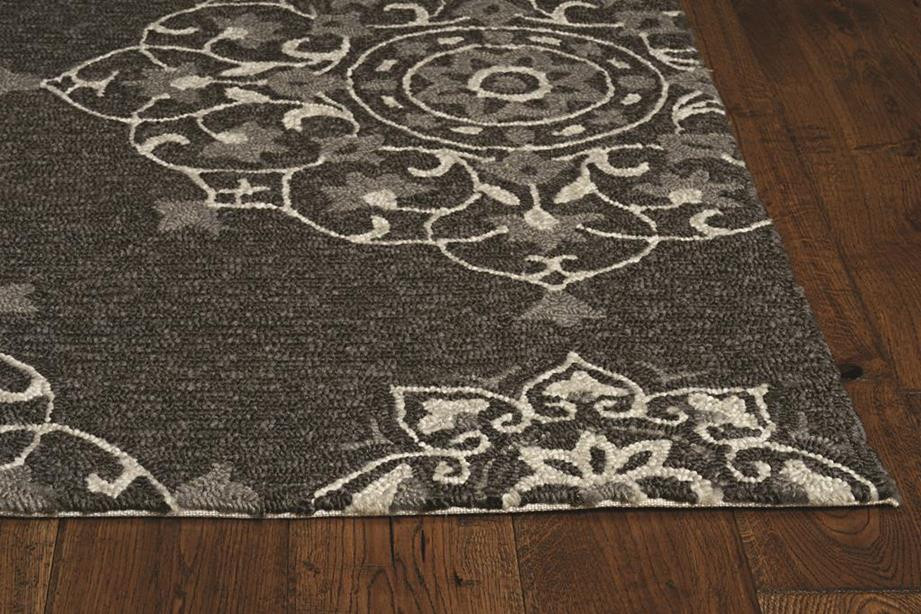 Kas Harbor 4207 Charcoal Courtyard Area Rug Corner Angle