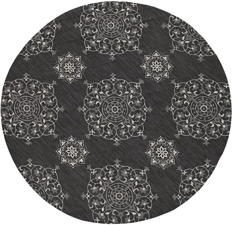 Kas Harbor 4207 Charcoal Courtyard Round Area Rug