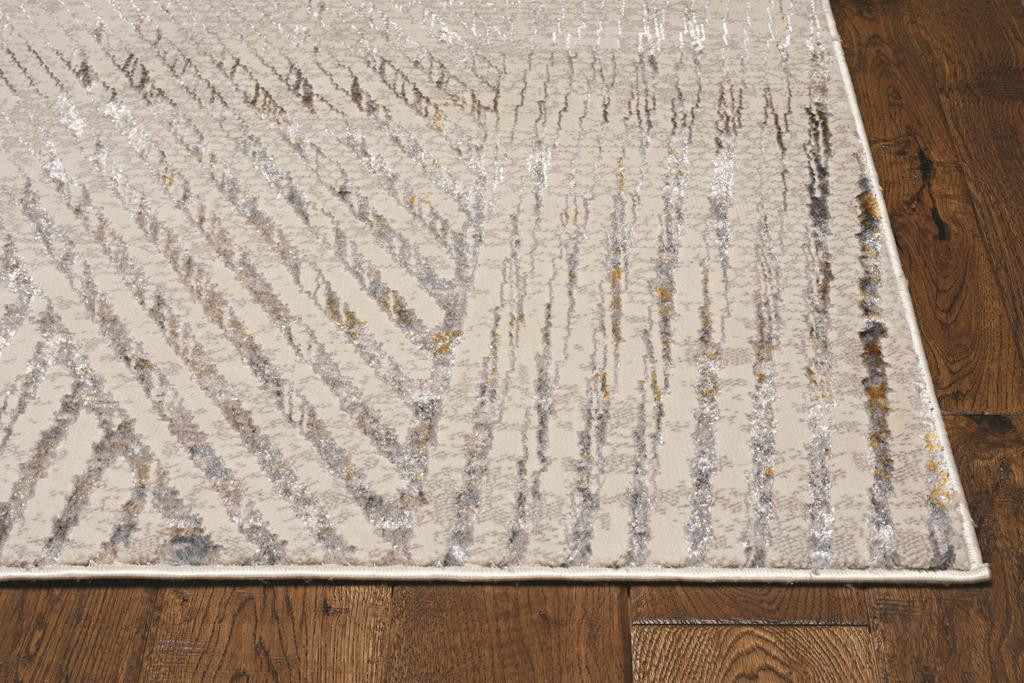 Kas Inspire 7504 Ivory Grey Parker Area Rug Corner