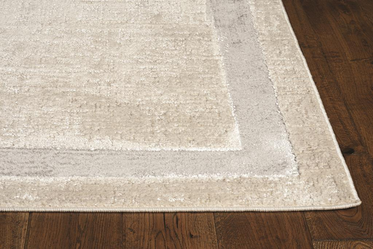 Kas Luna 7129 Ivory Silver Border Area Rug Corner