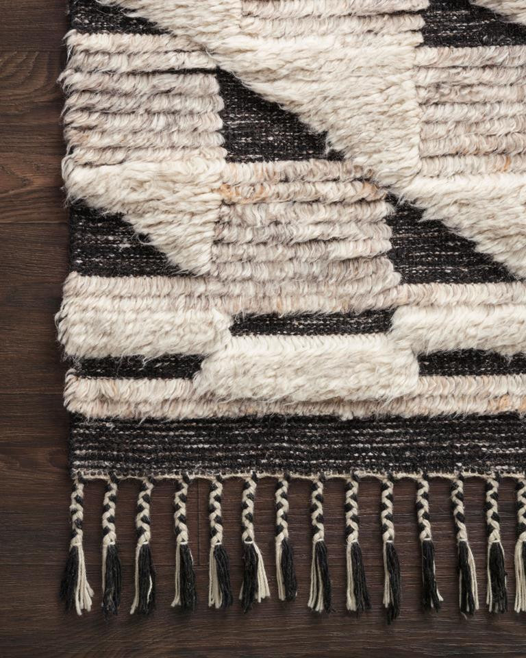 Loloi Khalid KF-02 Natural Black Area Rug Corner