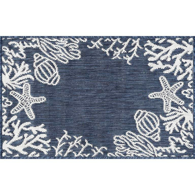 **ブルーグレーBOX風♡木製オブジェ** Tayse Eco Biscayne ECO1505 Navy Area Rug - Carpetmart.com - Carpet