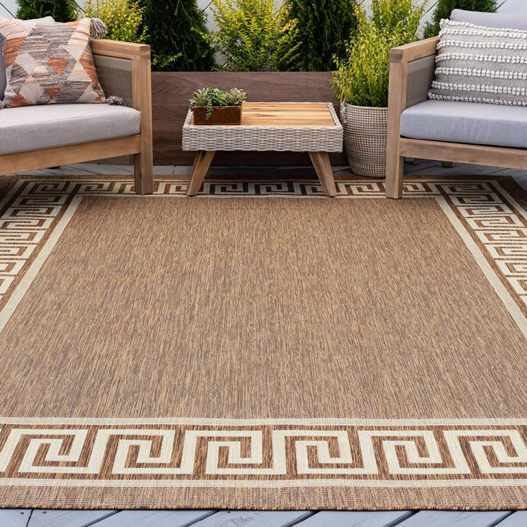 Tayse Eco Giovanna ECO1003 Gold Area Rug Patio Scene
