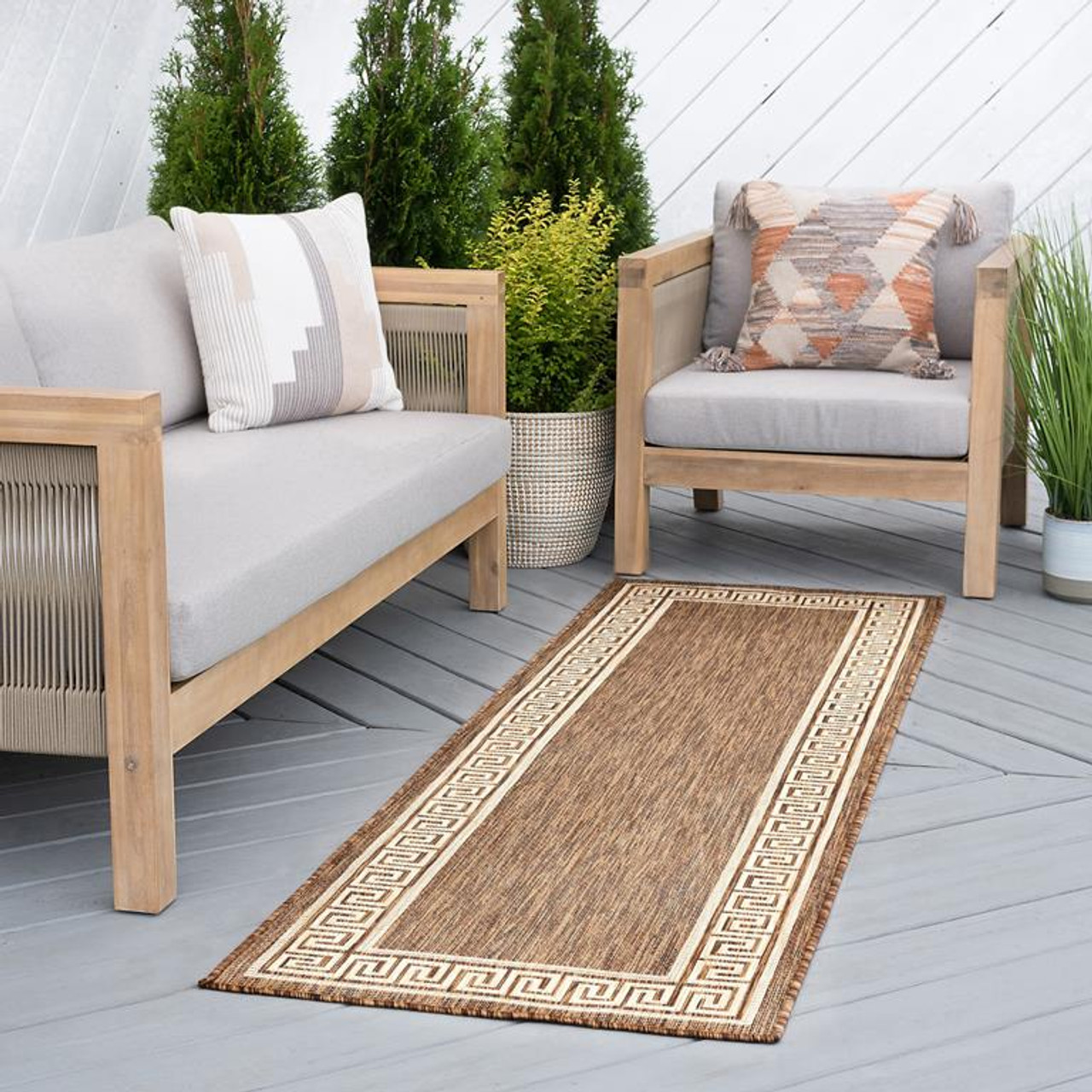 Tayse Eco Giovanna ECO1003 Gold Runner Area Rug Patio Scene