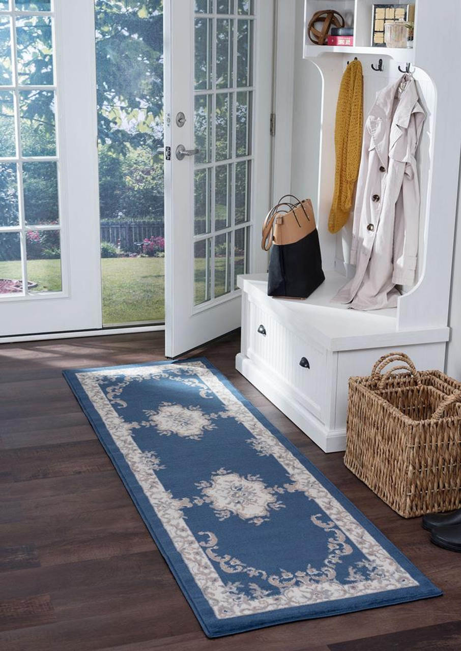 Tayse Hampton Jolie HMP3907 Navy Runner Area Rug Room Scene