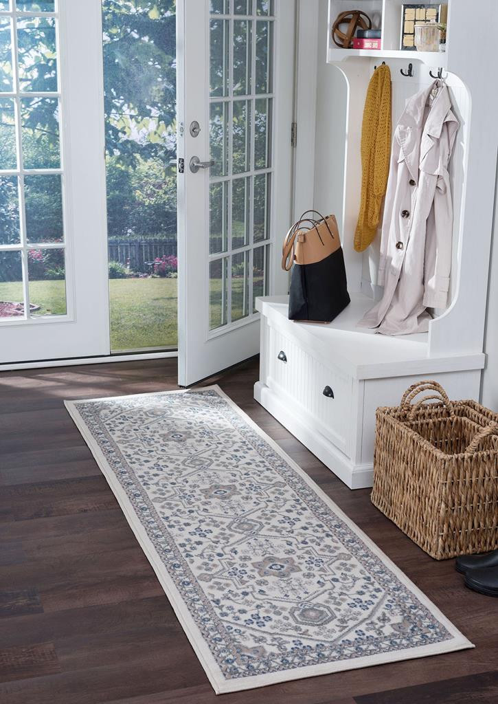 Tayse Hampton Logan HMP4017 Cream Runner Area Rug Room Scene