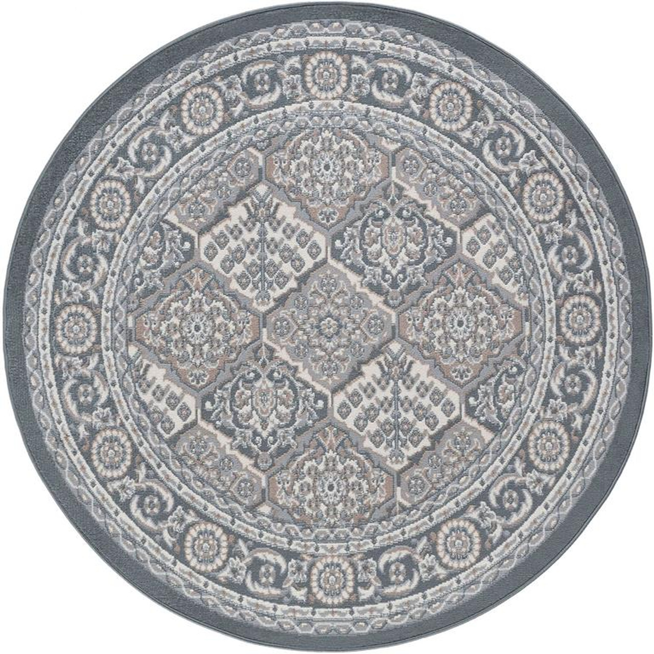 Tayse Hampton Oxnard HMP4209 Gray Round Area Rug