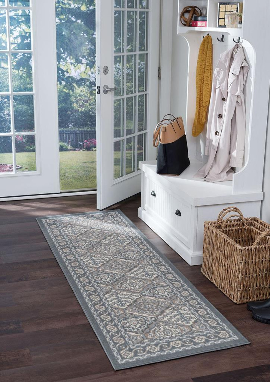 Tayse Hampton Oxnard HMP4209 Gray Runner Area Rug Room Scene