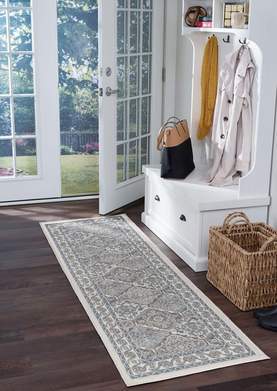 Tayse Hampton Oxnard HMP4217 Cream Runner Area Rug Room Scene