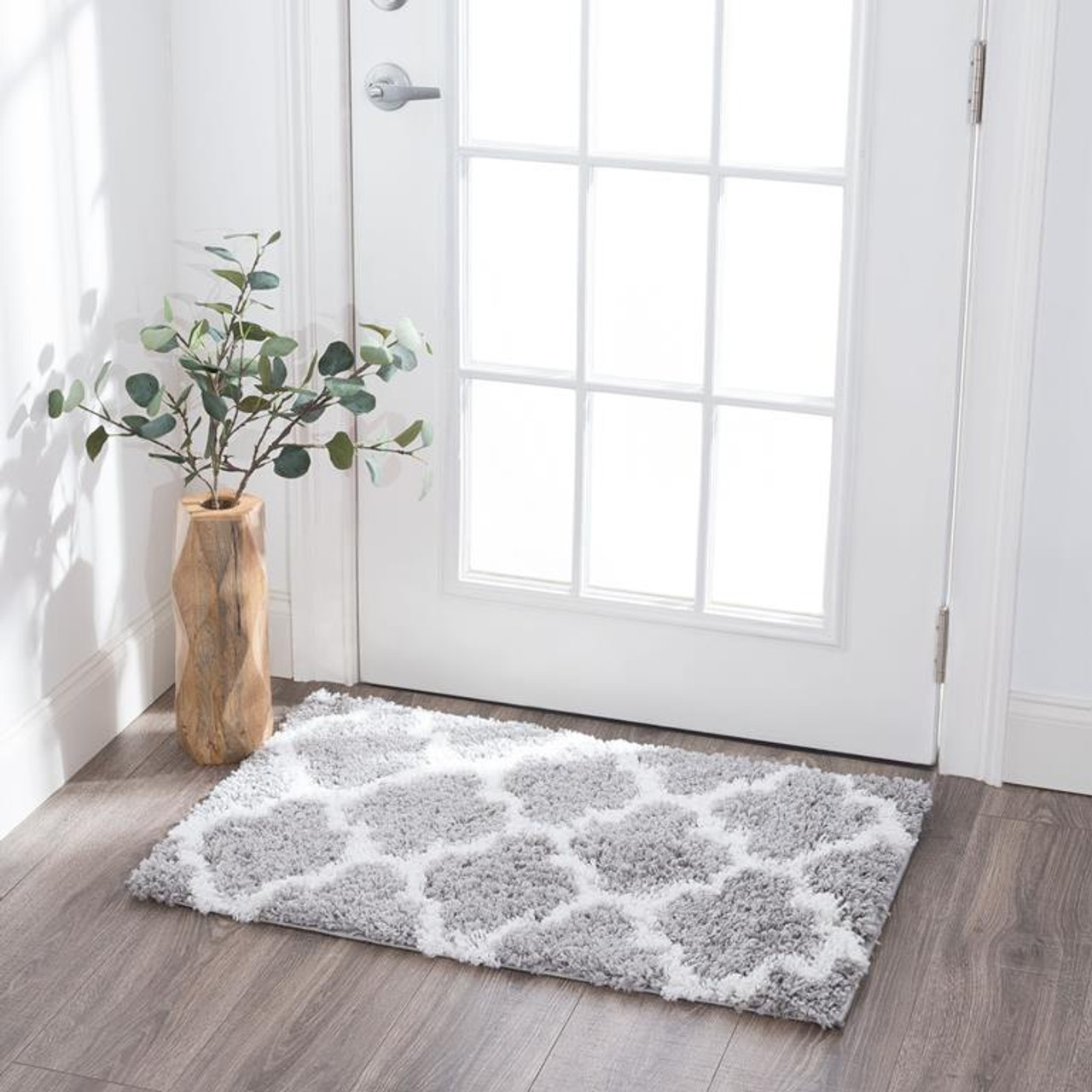 Tayse Jersey Shag Jeni JRS1302 Silver Scatter Area Rug Room Scene