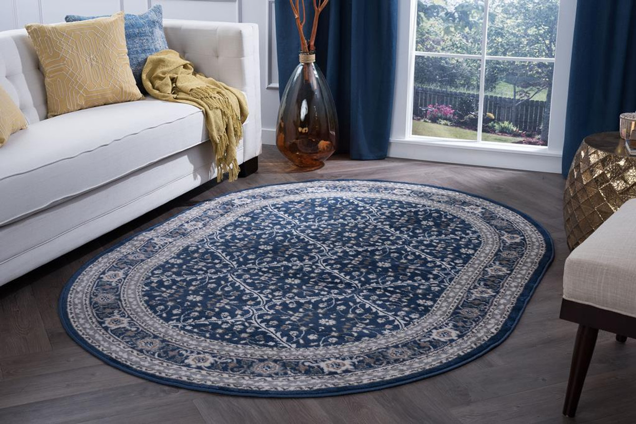 Tayse Madison Beauregard MDN3707 Navy Oval Area Rug Room Scene