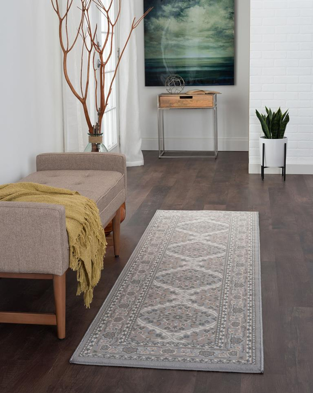 Tayse Madison Beauregard MDN3709 Gray Runner Area Rug Room Scene