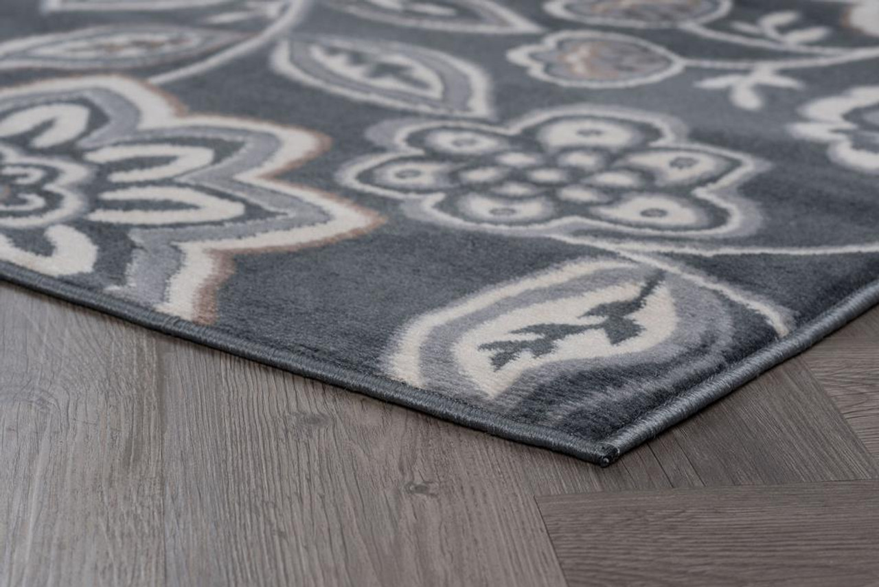 Tayse Madison Emmalyn MDN3409 Gray Area Rug Corner