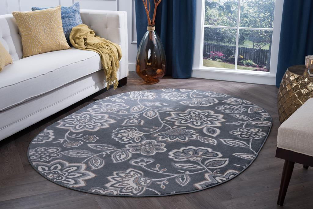 Tayse Madison Emmalyn MDN3409 Gray Oval Area Rug Room Scene