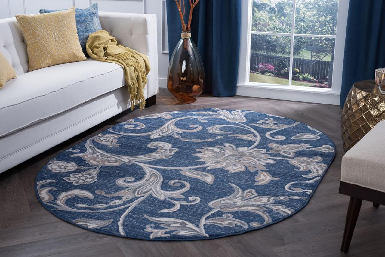 Tayse Madison Garland MDN3507 Navy Oval Area Rug Room Scene