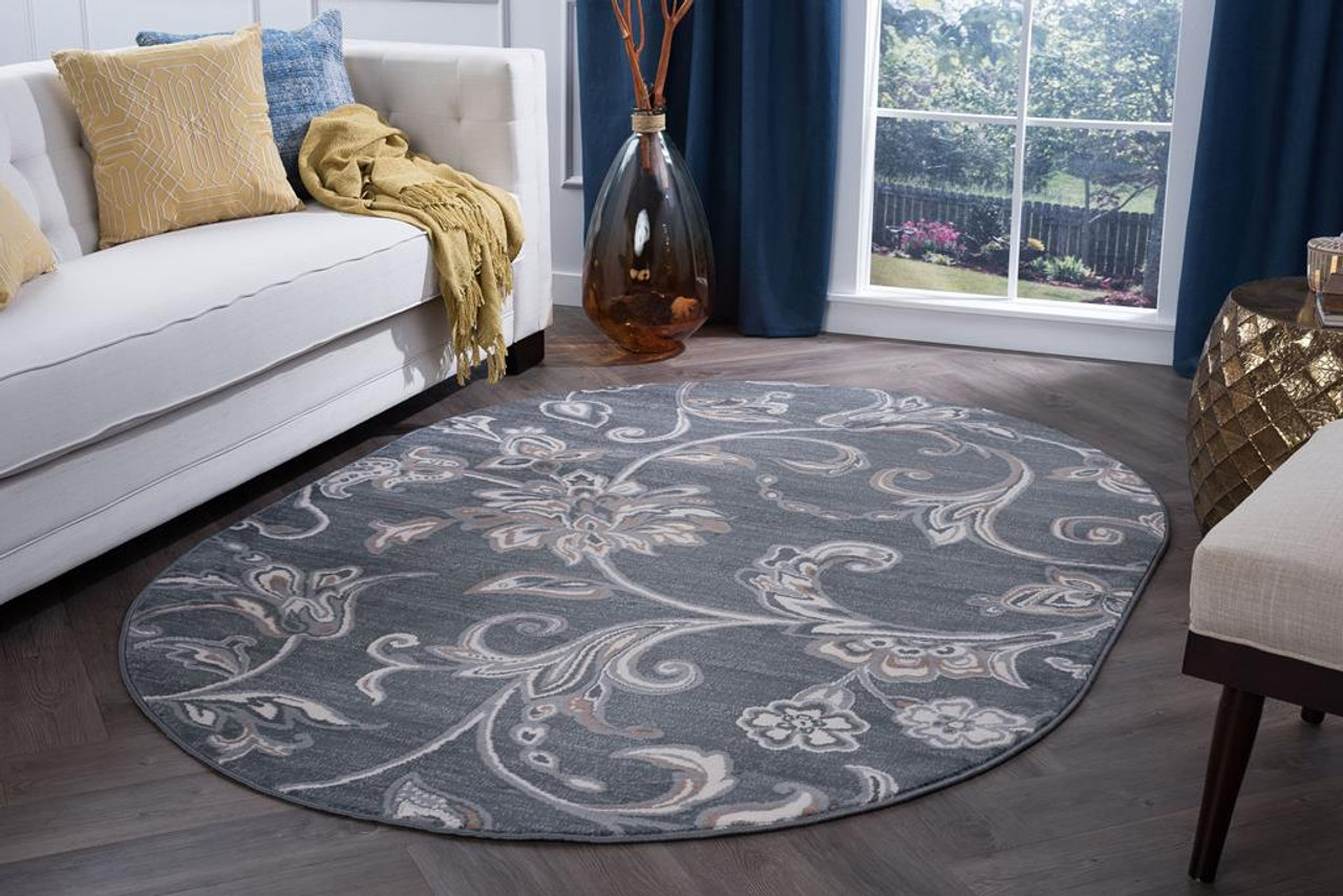 Tayse Madison Garland MDN3541 Dark Gray Oval Area Rug Room Scene