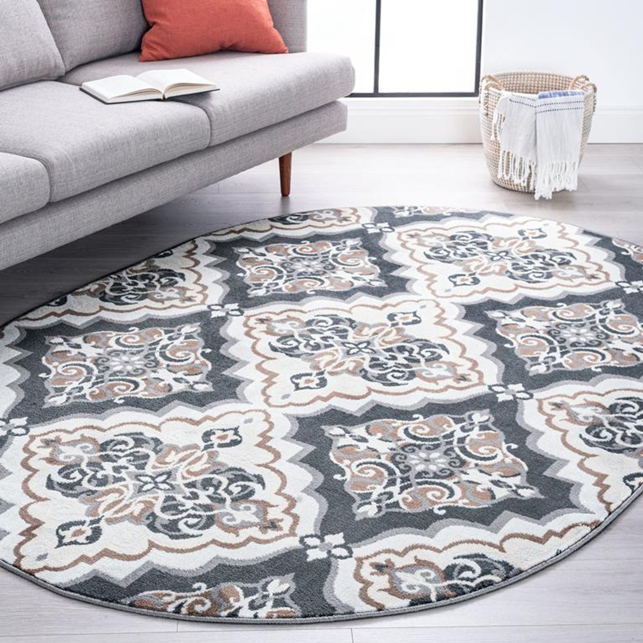 Tayse Madison Peoria MDN4109 Gray Oval Area Rug Room Scene