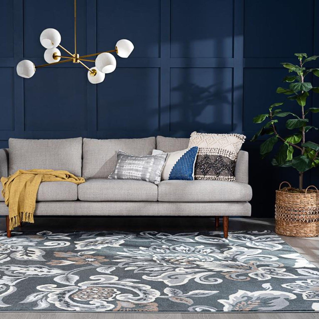 Tayse Madison Stella MDN4241 Dark Gray Area Rug Room Scene