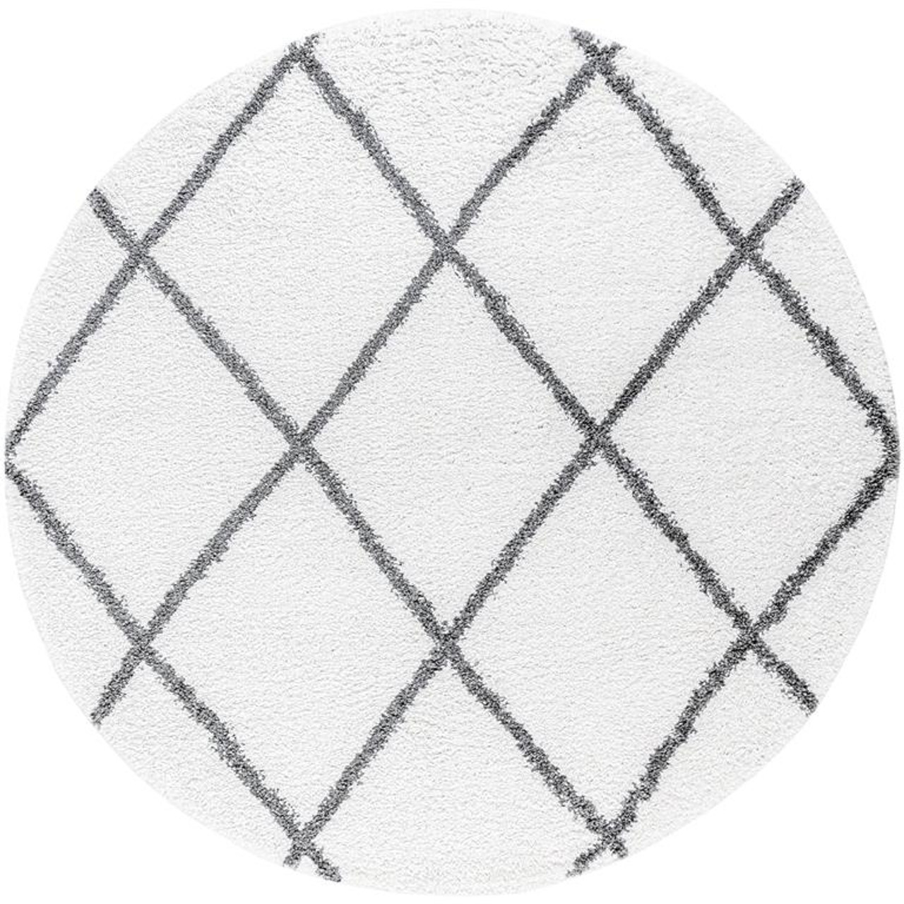 Tayse Soho Shag Derry SOH1200 White Round Area Rug