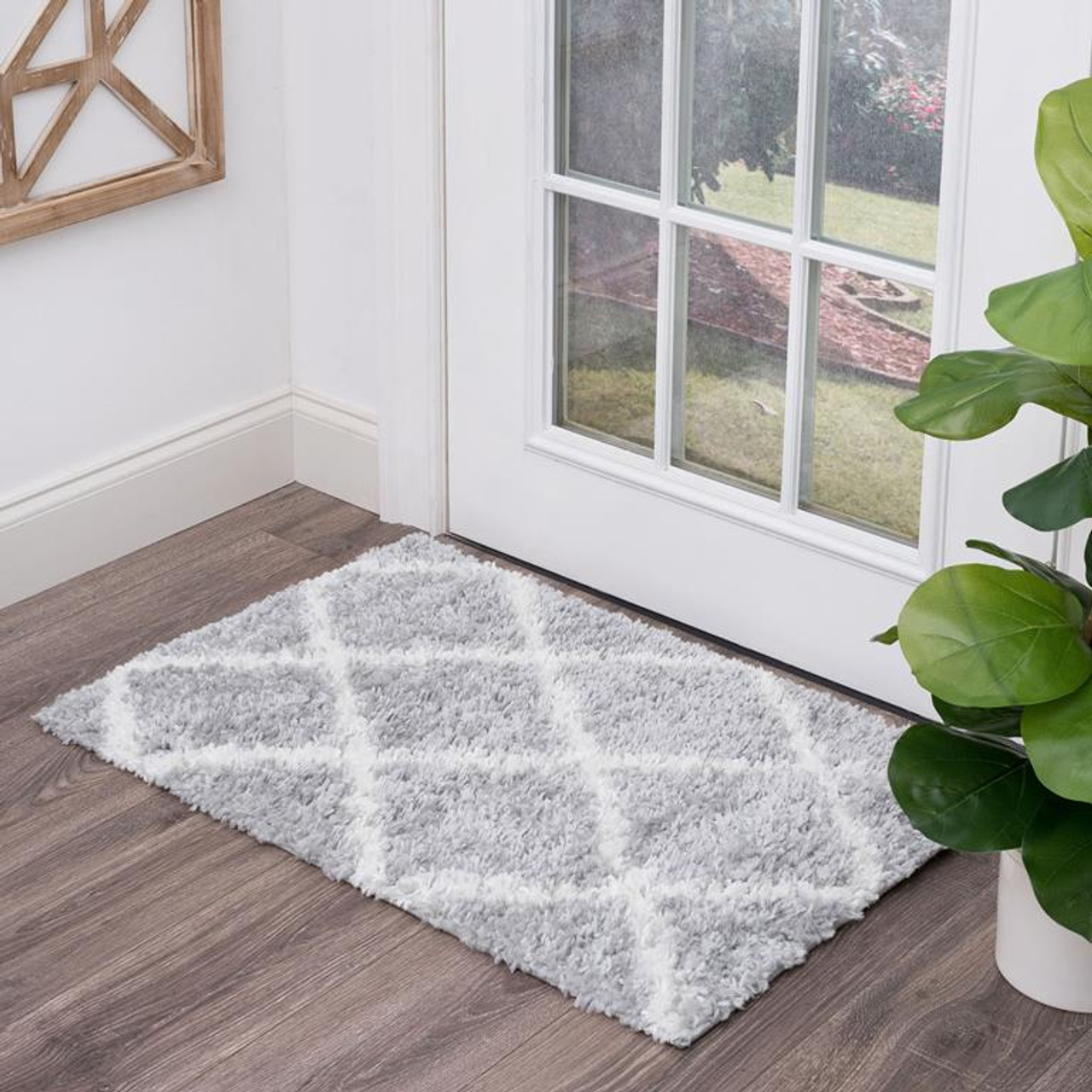 Tayse Soho Shag Derry SOH1202 Silver Scatter Rug Room Scene