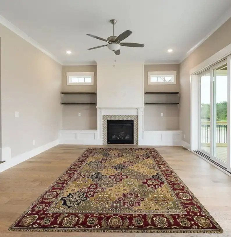 Cambridge 7325 Red Kashan Panel Area Rug by Kas Oriental Rugs