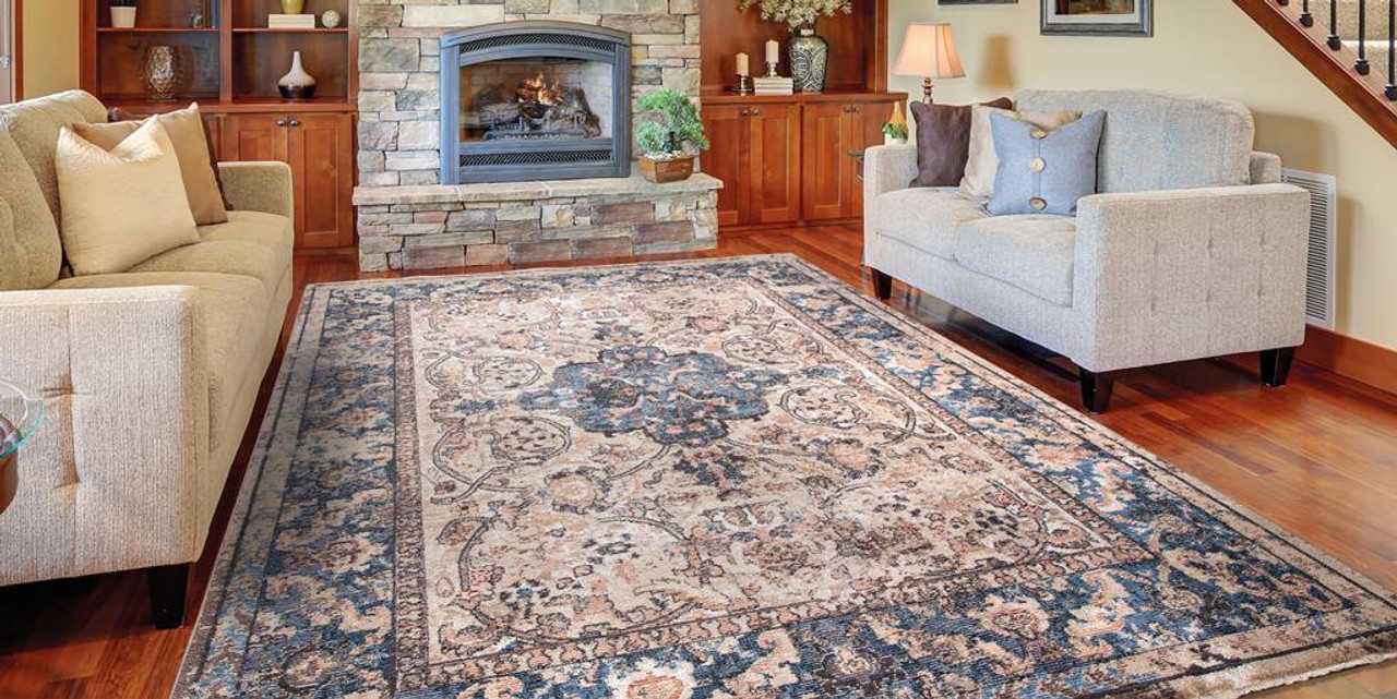 Concord Global Trading Pandora 8022 Verona Ivory Area Rug Room Scene