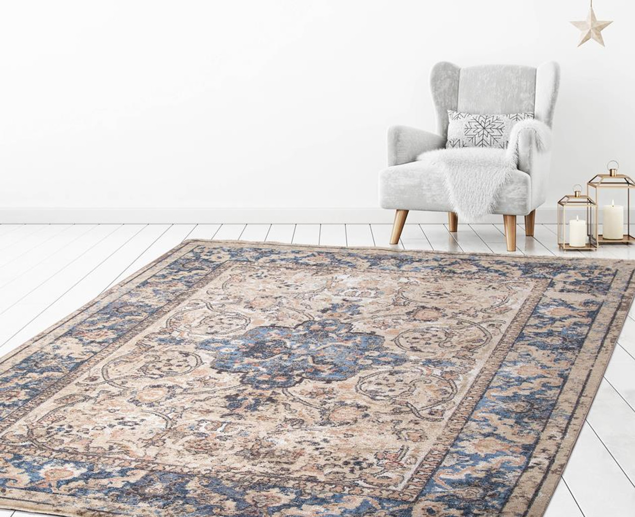 Concord Global Trading Pandora 8022 Verona Ivory Area Rug Room Scene 5
