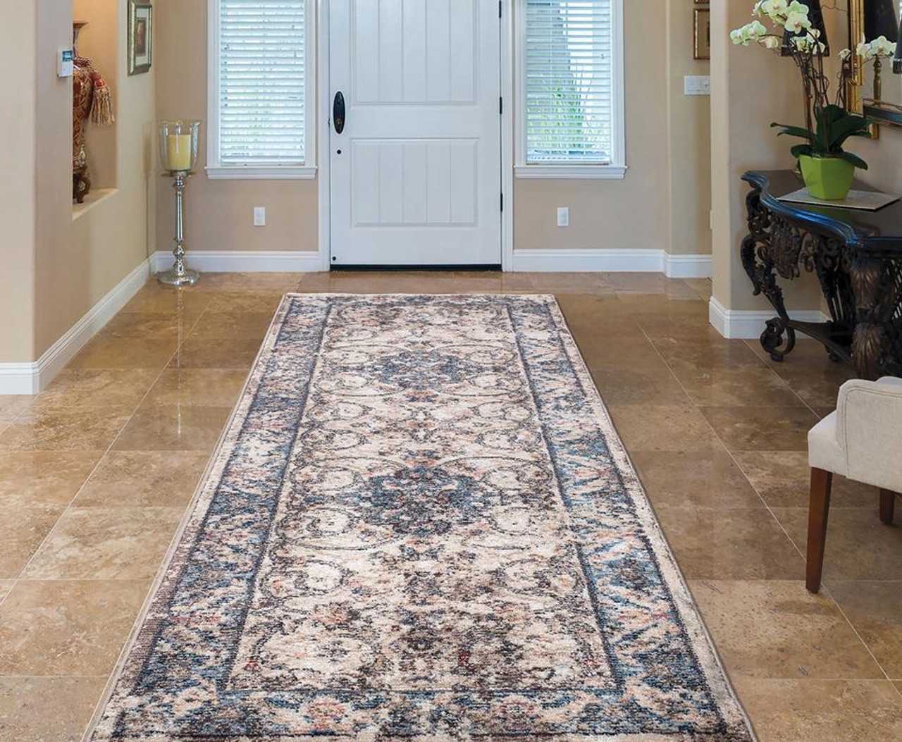 Concord Global Trading Pandora 8022 Verona Ivory Runner Area Rug Room Scene