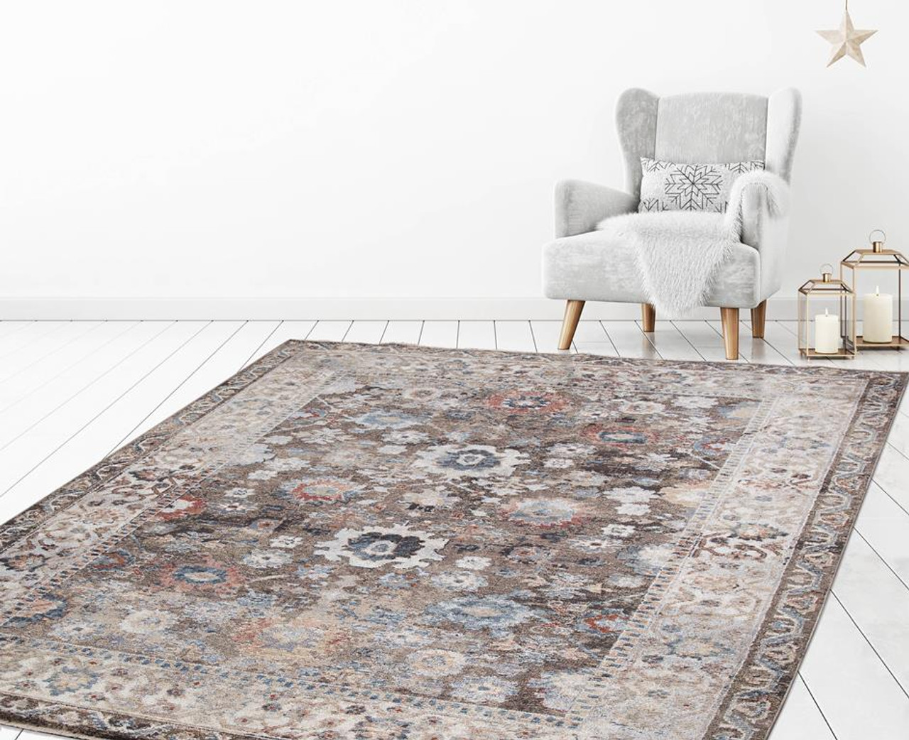 Concord Global Trading Pandora 8078 Cassandra Brown Area Rug Room Scene 5