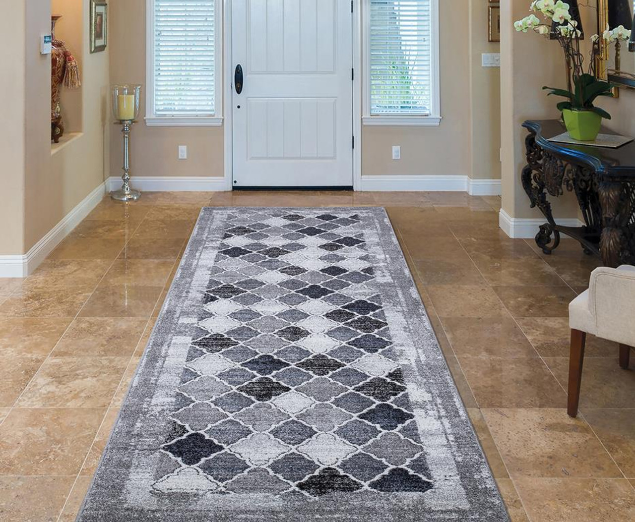 Concord Global Trading Positano 3236 Siena Gray Runner Area Rug Room Scene