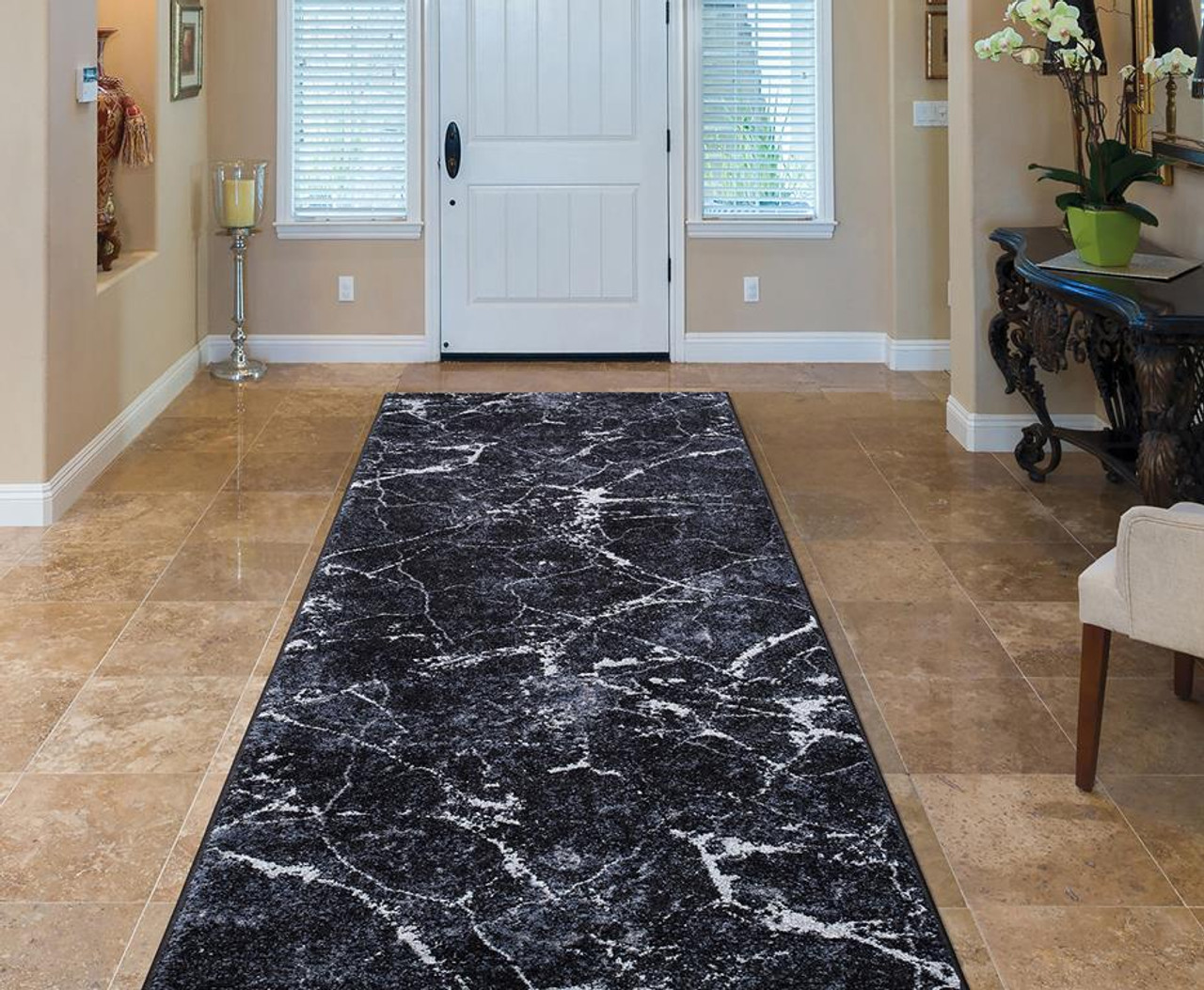 Concord Global Trading Positano 3243 Napoli Anthracite Runner Area Rug Room Scene