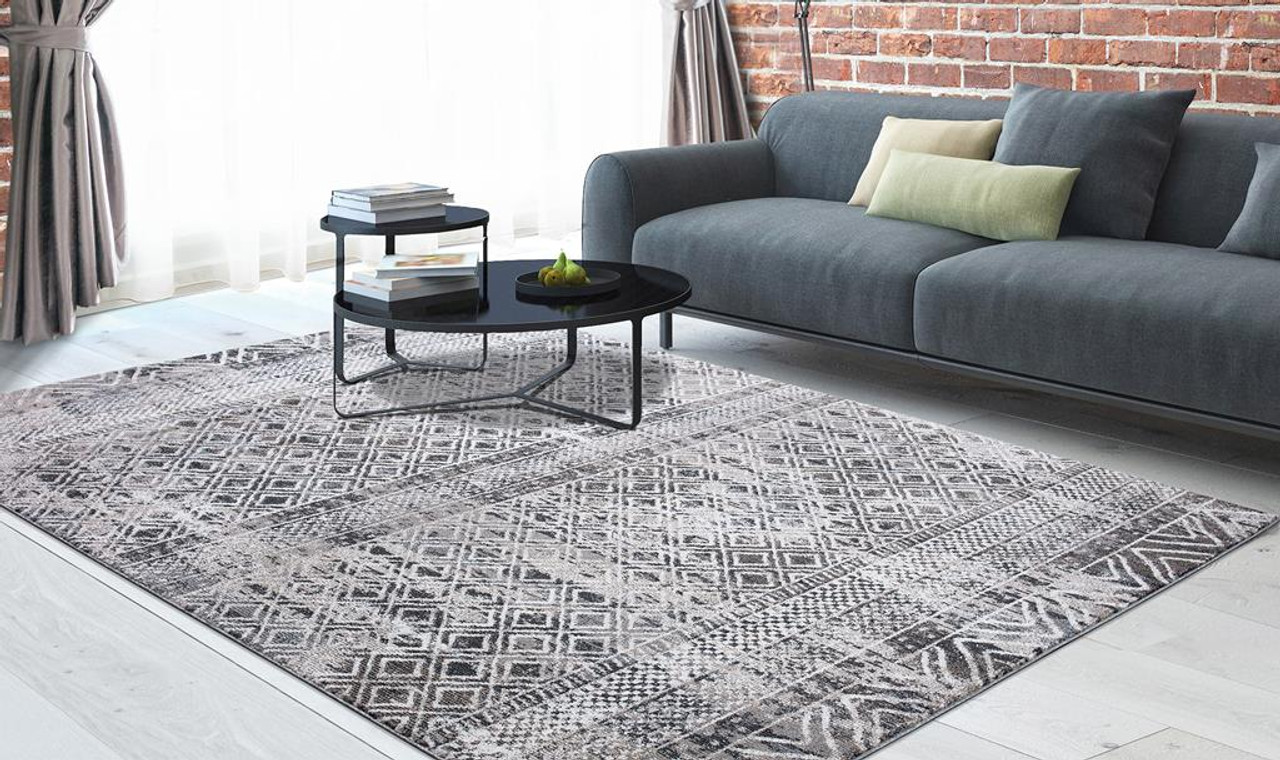 Concord Global Trading Vintage 7206 Piazza Gray Area Rug Room Scene 2