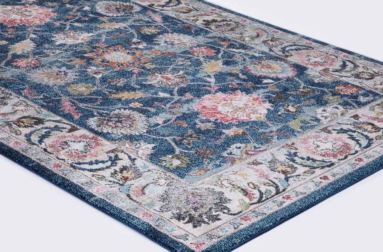 Concord Global Trading Vintage 7234 Istanbul Navy Area Rug on Angle
