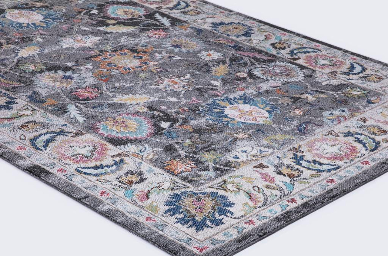 Concord Global Trading Vintage 7236 Istanbul Gray Area Rug on Angle